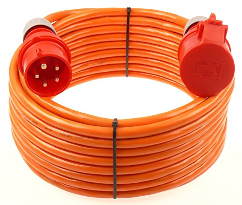 Starkstromkabel 16A 35m H07BQ-F 5x2,5 Orange Starkstrom Verlängerungskabel CEE Verlängerung 16 Ampere Kabel 5x2,5mm2 Baustelle Werkstatt Industrie Geeignet Outdoor IP44