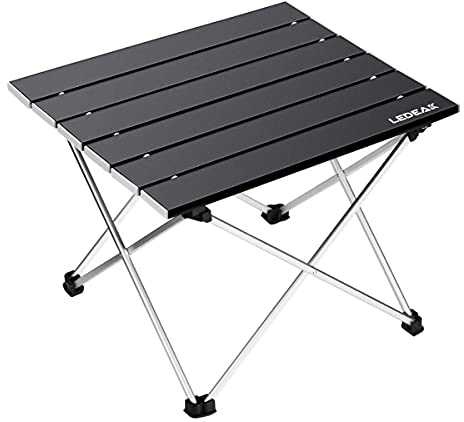 Ledeak Portable Camping Table, Lightweight Folding Table with Aluminum Table Top and Carry Bag, Easy to Carry, Perfect for Outdoor, Picnic, Cooking, Beach, Hiking, Fishing