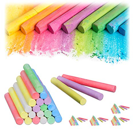 Relaxdays 120er Pack Kreide, Malkreide für Tafel und Straße in 6 Farben, Kinder- und Lehrerkreide, rund, Ø 9 mm, Bunt