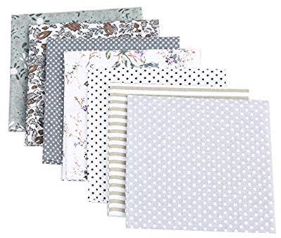 CULASIGN 7 Stück Patchwork Stoffe Blume Baumwollstoff Set Stoffpaket DIY Baumwolltuch Stoffreste Paket Stoffpakete (Grau,25 * 25cm)