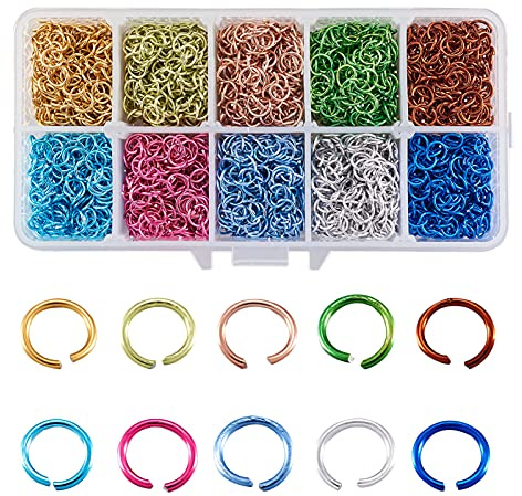 Craftdady 5050 Stück 10 Farben offene Biegeringe 6 mm runde Biegeringe Verbinder mit Box für DIY Schmuckherstellung