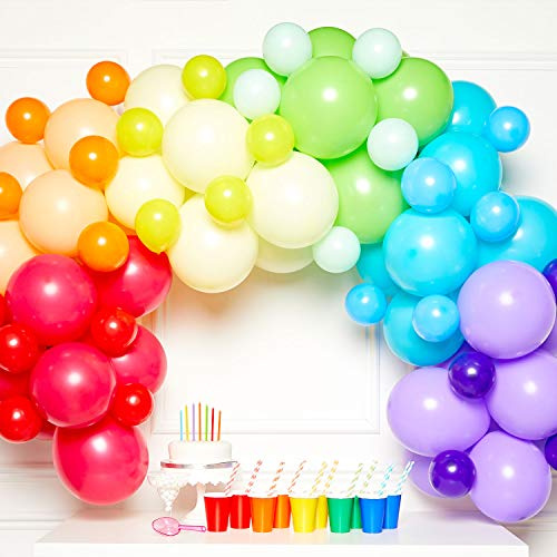 Amscan 9907432 - DIY Ballon-Girlande Regenbogen, 78 Luftballons aus Latex, bunt, für Geburtstag, Karneval, Kinderparty, Dekoration