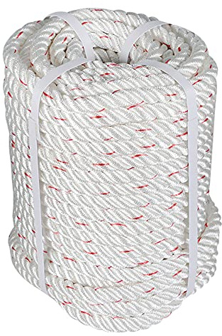 elfinrm 5/8 Inch x 150 Feet Double Braid Polyester Rope, Arborist Bull Rope Multipurpose Bull Rope on Your Farm, Boat, Ranch, Construction Site(White/Red)