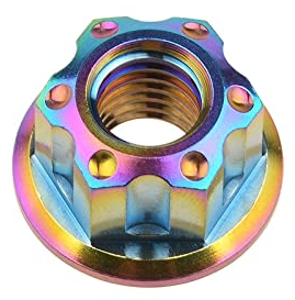 Cfty Sicherungsmutter Titan-Hex-Flanschmuttern Ti M6 M8 M10 M12 M14 M16 Nussschrauben Bolzen for Motorrad Fahrrad Fahrrad Zubehör Fahrrad(Rainbow,M12 1.25mm)