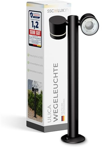 SSC-LUXon ULICA lampe extérieure sur pied double spot GX53 orientable IP54 – borne lumineuse jardin 230V pour allée terrasse et éclairage extérieur moderne