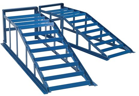 Thanaddo 2X auffahrrampe Rampe bis 2000kg, 275mm Hoch, 265mm Breit, Kfz Rampe Auffahrbock, Pkw SUV Van (Blau)