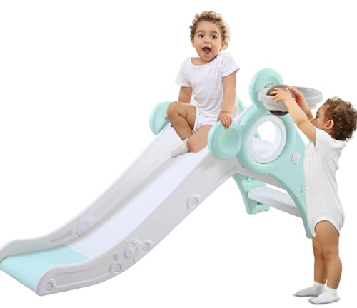 Rutsche Indoor Outdoor ab 1 2 3 Jahr,Faltbar Kinderrutsche,Baby Gartenrutsche,Tolles Geschenk für Kinder,Geburtstagsgeschenk Grün