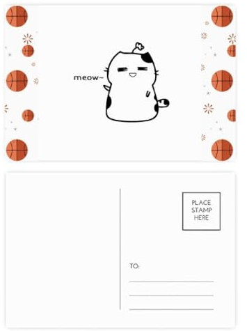 Postkarten-Set für Haustiere, Katze, Art-Deco, modisch, Basketball, Postkarten-Set, Dankeskarte, Versandseite, 20 Stück