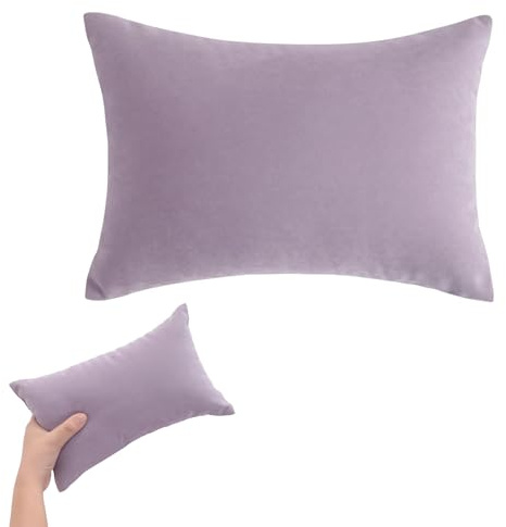 FILOEEX Minikudde, resekudde 27,9 x 17,8 cm, minikudde för barn, maskintvättbar, liten tupplur för nacke, handled, knän, ben (lila)