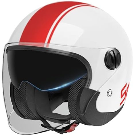Casco Jet Moto Aperto Caschi Motorino Vintage ECE 2205 Omologato Donna Uomo Con Doppia Visiera Piloto Urbano Helm B,(54-62CM)