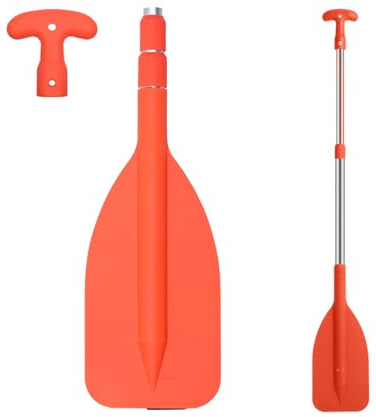 Chenivesss Pagaia telescopica regolabile 53-106 cm, mini pagaia ausiliaria con impugnatura a T, timone leggero per stand up, kayak, surf, barca, sistema a incastro antiscivolo