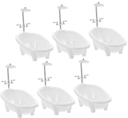 Vaguelly 6 Stück Miniatur -Badewanne Set Miniatur-Badezimmermöbel Puppenbadewanne Tell vor, zu Puppenhaus Mini-Badezimmer Puppenhaus-Miniaturbadewanne Abs Weiß