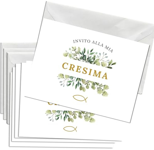 Briefzauber 12 inviti cresima con 12 buste | Inviti per celebrazioni e ricorrenze | Set formato DIN A6 con guida alla compilazione | Vari motivi (Cresima - floreale)