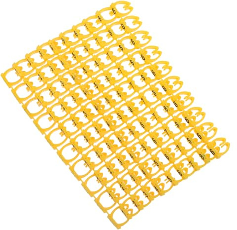 VERDANVERSE Marcadores de Cables Clip de Plástico Amarillo 10 Mm, Etiquetas Numeradas del 0 al 9, 10 Unidades por Tira para Identificación Rápida en Redes Eléctricas y Gestión de
