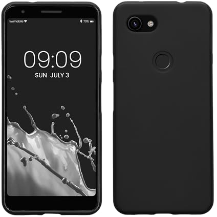 kwmobile Case Compatible with Google Pixel 3a Case - Soft Slim Protective TPU Silicone Cover - Black Matte