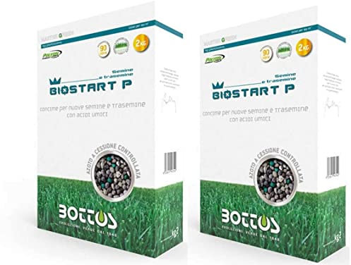 Bottos,Fertilizzante per tappeto erboso Bio Start 4kg (2kg x 2pz),Concimazione starter a base di fosforo per velocizzare la germinazione e migliorare l'assorbimento minerale