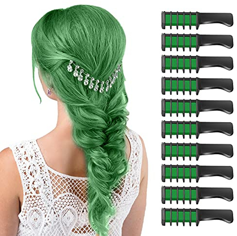 MSDADA Green Hair Chalk for Girls - New Hair Chalk Comb Temporary Washable Hair Color Dye for Kids - DIY Makeup Birthday Party Halloween Christmas Gifts Toys for Girls Kids Age 6-8-10-12 Years Old