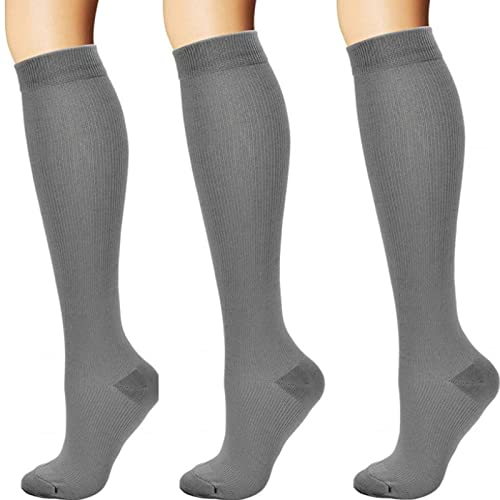 ANZII 3 Paare Kompressionsstrümpfe Kniestrümpfe Damen,Herren, Thrombosestrümpfe Kompressionssocken für für Laufen, Sport, Flug, Reise, Radsport, schwangerschaft,Mutterschaft,Krankenschwestern