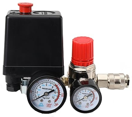 Atsoya Druckschalter Luftkompressor Druckregler Kompressor mit Manometer Druckschalter Schalter Kompressor Luftkompressor Steuerventil Regler für Schnellen Druckreduzierschalter Regelventilregler
