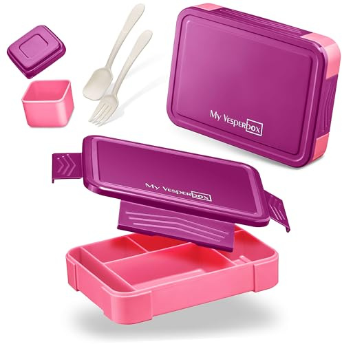 My Vesperbox® Brotdose für Kinder mit Fächern [LITE] - Lunchbox mit Trennfächern - Bento Box - Jausenbox - Brotzeitbox für Schule & Kindergarten - Vesperdose für Jungen & Mädchen (Lila)