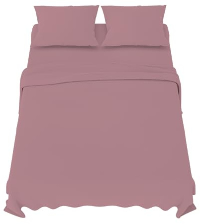 Dreamzie Sabanas 150x200 cm - Juego de Sabanas 4 Piezas - Poliéster Microfibra Cepillada - Sabana Bajera, Sabana Encimera Cama y 2 Fundas de Almohada (Sabanas 150, Rosa)