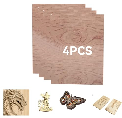 Creatorally 3mm Compensato, 4 Pezzi A4 Piatto Di Legno Grezzo, Tavole di non Lavorate per Incisione Laser, Taglio, Artigianato Fai da Te, Modellazione Pirografia (Palissandro)