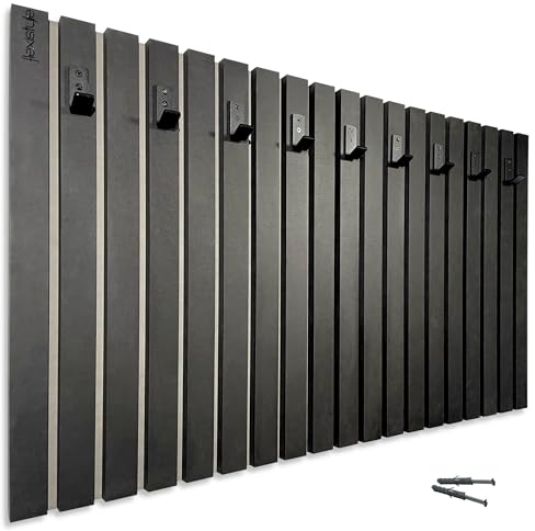 FLEXISTYLE Kleiderhaken wand Wandgarderobe Garderobe Holz MDF Lamellen Schwarz 4 Dimensionen (100x60cm_black)