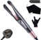 YANGUN 2 in 1 Hair Straightener and Curler, Hair Straighteners for Women with Adjustable Temperature LCD Display, Pro Titanium Flat Iron Hair Straightener for Curl/Wave/Straighten Hair(Black)