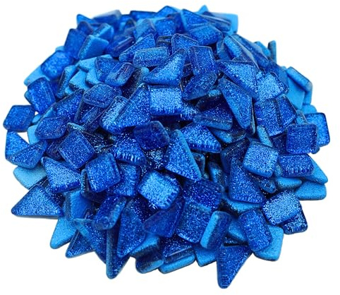 Yuvori Piastrelle di mosaico irregolari con cristalli scintillanti, 0,5 kg, per bambini e adulti, stile moderno, colori vivaci, fai da te, bagno, soggiorno, cucina, balcone, blu