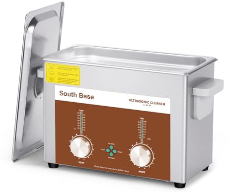 SOUTH BASE Ultrasonic Cleaner,4L 120W Stainless Steel Ultrasonic Jewelry Cleaner with Cleaning Basket,Timer&Heater,Encoded Sonic Cleaner for Cleaning Jewelry,Eyeglasses,Coins