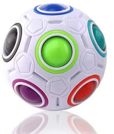 Infinity-Ball - Regenbogenball - Anti Stress Ball - Stressspielzeug Geschicklichkeitsspiel für jung und alt, Erwachsene oder Kinder in Weiss