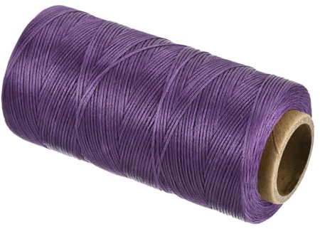 QUARKZMAN Gewachster Faden, 284 Yard 0,8 mm 150D Flacher Wachsfaden Polyester Gewachster Faden für Leder nähen Handweben Buchbindung Hausdekoration, Tiefes Lila