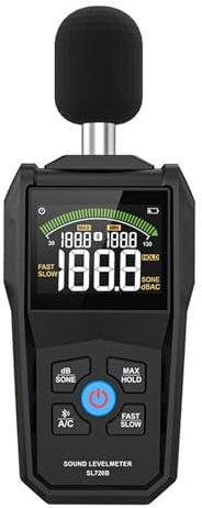 KFGISD, Decibelmätare Ljudnivåmätare 30-130dB Bullermätningsinstrument Digital handhållen färgskärm Ljud,Decibelmätare