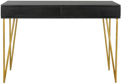 Safavieh Home Office Pine Modern Black and Gold 2-drawer Desk