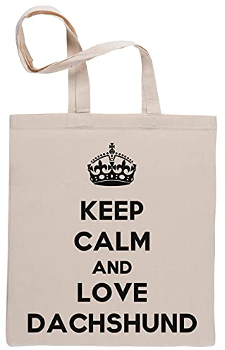 Keep Calm And Love Dachshund Shoppingväska Beige Shopping Bag