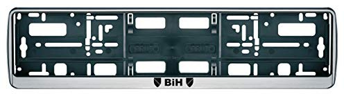 Auto Kennzeichenhalter in der Farbe Silber/Schwarz Nummernschildhalterung Auto, Nummernschildhalter BIH Bosnien Fahne Flagge Motiv Bild 2 Stück