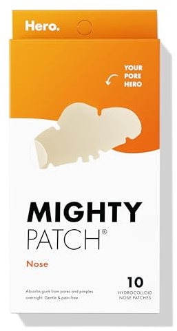 Mighty Patch Nose Pimple Patches, Large Hydrocolloid Pore Strips, Dermatologist Approved, Overnight, Pimple Stickers from Hero Cosmetics, 10 count