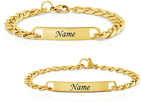 Personalisierte Partner armbänder – Graviertes Armband für Paare | Hochwertiger Edelstahl | Geschenk für Verliebte | Pärchenarmband für Sie & Ihn | Individuell & emotional