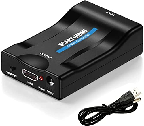 Convertitore SCART a HDMI, Adattatore da SCART a HDMI Convertitore Audio Video Commutatore Full HD 720P / 1080P Adattatore Cavo di uscita per Monitor HD TV Proiettore VHS Player