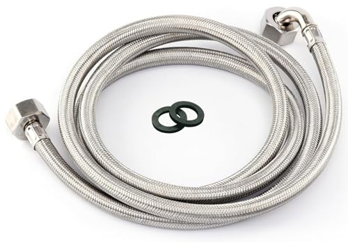 Kippen 5801 - Tubo Flessibile per Lavatrice e Lavastoviglie in Acciaio Inox Antipiega da 200 cm. Raccordi con Attacco F/F da 3/4”