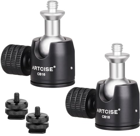 ARTCISE Mini-Kugelkopf, kleiner Kugelkopf mit Kaltschuh-Halterung für DSLR-Kameras, Monitor, Stative, Einbeinstative, Lichtständer, maximale Traglast 3 kg, 2 Stück