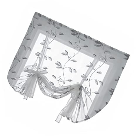 ABOOFAN Embroidered Sheer Voile Curtain Panel 80x140cm Decorative Window Hanging Curtain for Living Room Home