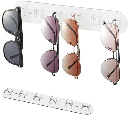 xyuayamz Organizador Gafas de Sol, Organizador de Gafas de Sol Montado en la Pared, Transparente Acrilico Sujeta Lentes, Sin Perforación Portagafas, 6 Ranura Expositor Lentes de Sol