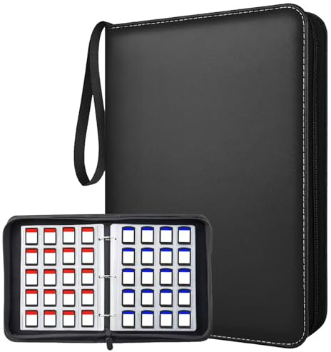 Raccoglitore per carte di gioco con 300 slot per Animal Crossing ACNH Mini Card e Amiibo, organizer con maniche, compatibile con Nintendo Switch, PS Vita, schede di memoria SD, album di carte