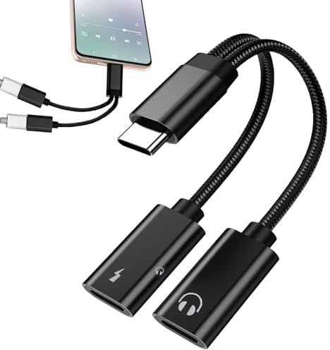 Huybaa 2 in 1 Adattatore USB C Cuffie, Adattatore per cuffie USB C e Ricarica, Splitter Usb C, Adattatore Cavo Splitter, Adattatore USB C a Dual USB C, Tipo C Cuffie Jack