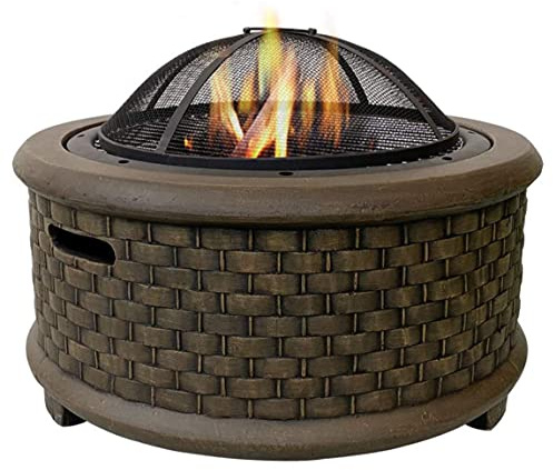 ZJFHEYUO Large Retro Fire Pit,gray Cast Iron Brazier Heater,Multifunctional Camping Bowl BBQ,for Backyard,Camping,Picnic,Bonfire,Garden