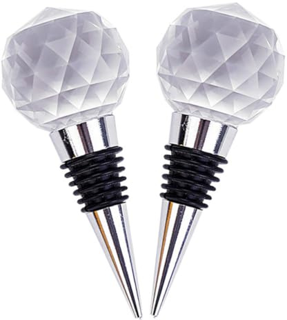 STOBAZA Bouchons De Bouteille De Vin Réutilisables en Alliage à Forme Boule De Cristal, Étanches Et Décoratifs, Lot De 2, Accessoires De Conservation pour Fêtes Et Usage Domestique