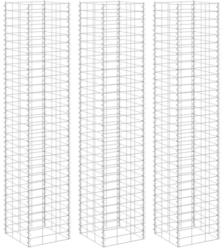 Lits surélevés en gabion 3 pcs 30x30x200 cm Fer
