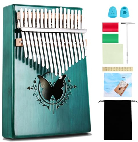 RANMING Kalimba Finger Piano kalimba 17 keys Portable Mbira Finger Piano with Tune Hammer Flannel Bag,Cleaning Cloth,Thumb Piano Key Stickers,Finger Covers,Adults Beginners and Music Lovers Gifts