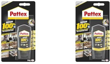 Pattex Repair 100% Colle Multi-usages, colle forte transparente pour tous types de travaux à l’intérieur et l’extérieur, colle liquide multi- matériaux, flacon 50 g (Lot de 2)